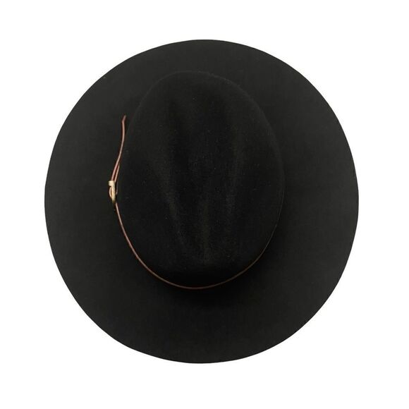 Tart 100% Wool Fedora Black with Brown Leather Belt Detail Hat - Picture 5 of 6